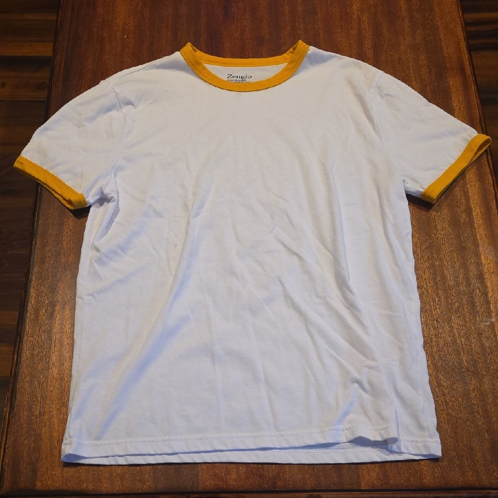 White Tee with Yellow Trim